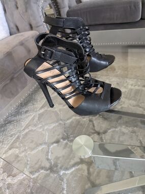Strappy Black High Heel Sandals 5 1/2